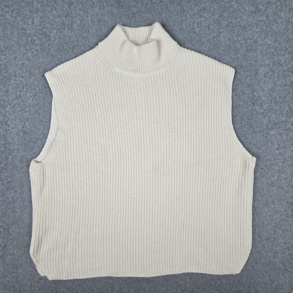 Abercrombie & Fitch Womens XL Cream-color Sleeveless Turtleneck Sweater Vest